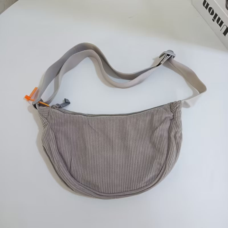 Crossbody Bag for Men and Women, Solid Color Corduroy Pouch Bag, Portable Nylon Small Shoulder Bag