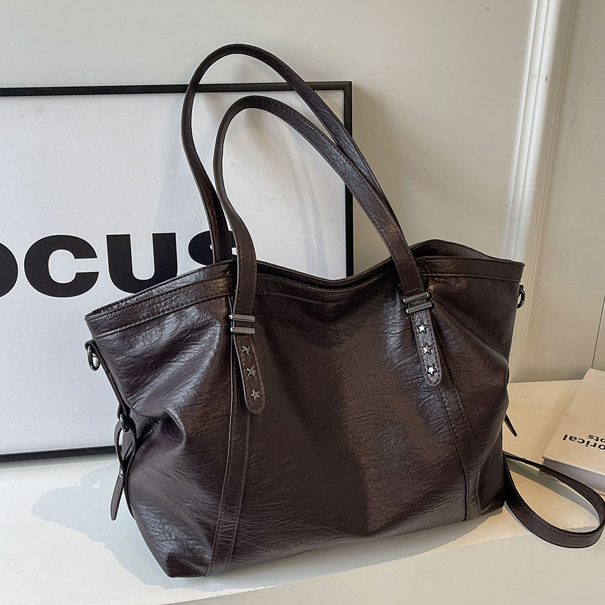 Single Shoulder Tote Bag, Large Capacity, Women's Soft Leather Vintage Commute Bag, Crossbody Bag for Women