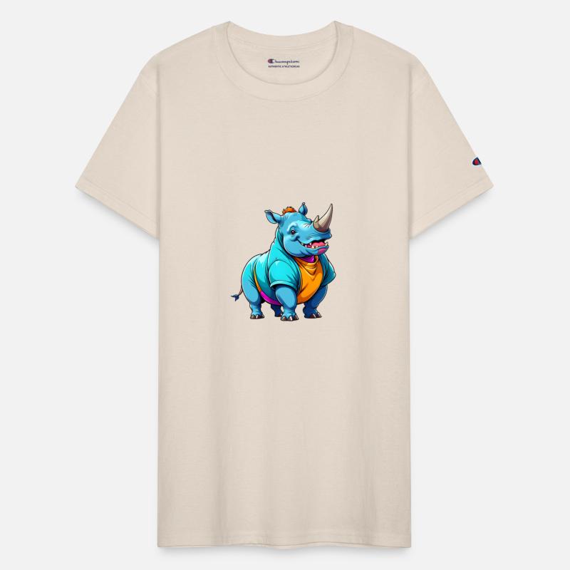 A Cartoonish Rhinoceros in a Playful Pose (JPG 300