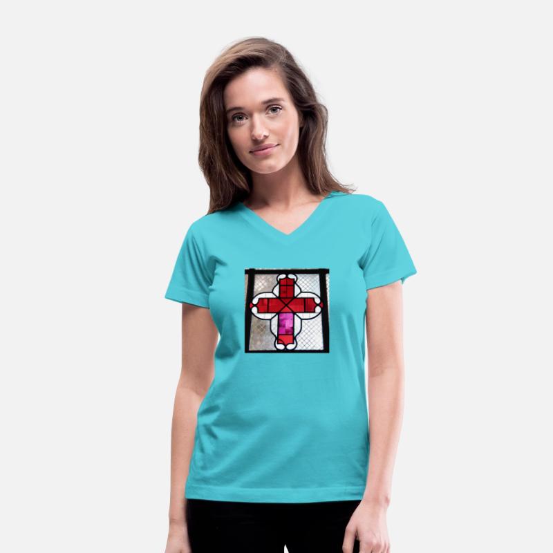 AI Generated Art- Stained Glass of Cross in Red