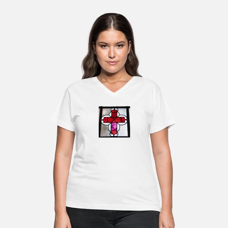 AI Generated Art- Stained Glass of Cross in Red