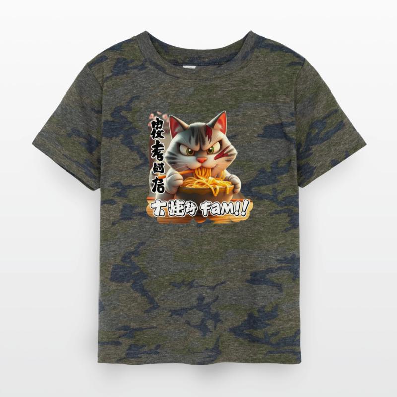 Angry Cat Eating Spicy Ramen Design