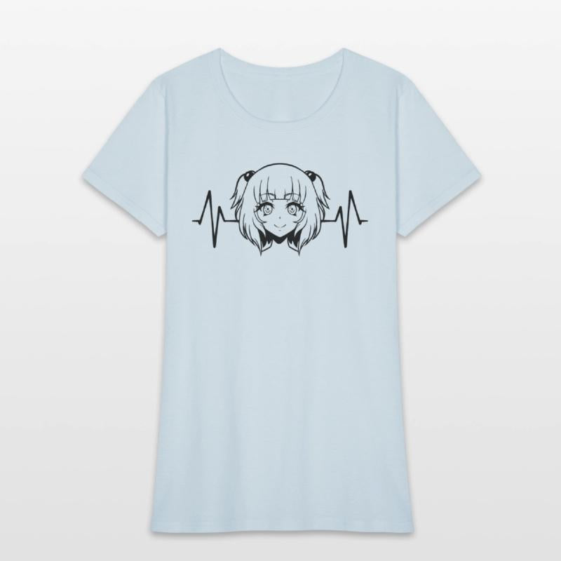 Anime girl heartbeat ECG graphic