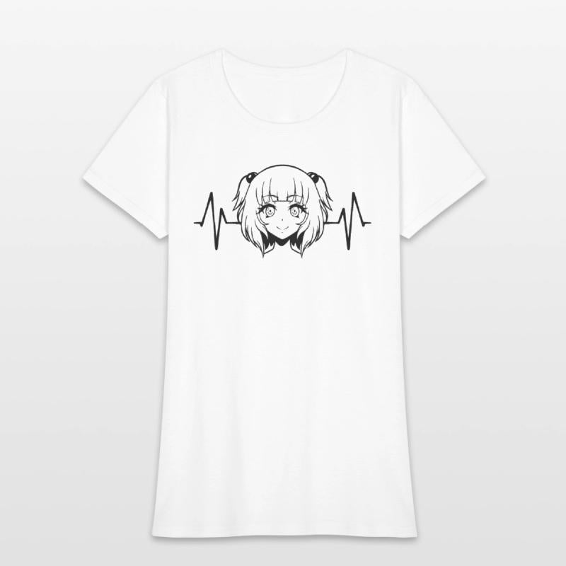 Anime girl heartbeat ECG graphic