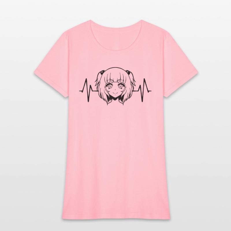 Anime girl heartbeat ECG graphic