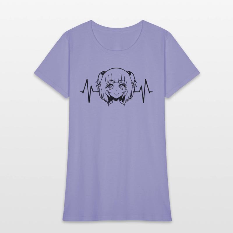 Anime girl heartbeat ECG graphic