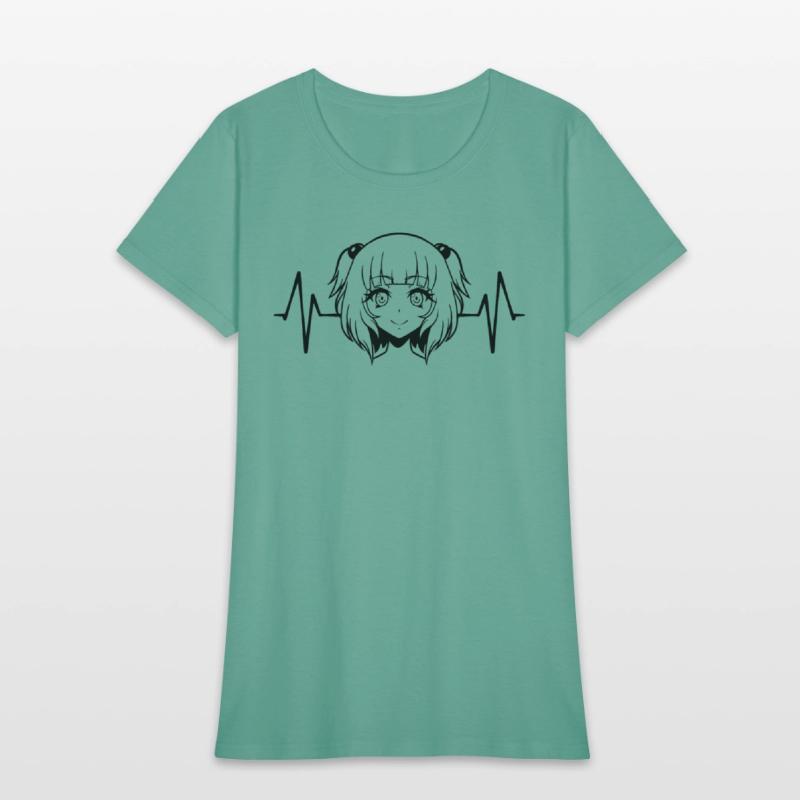 Anime girl heartbeat ECG graphic