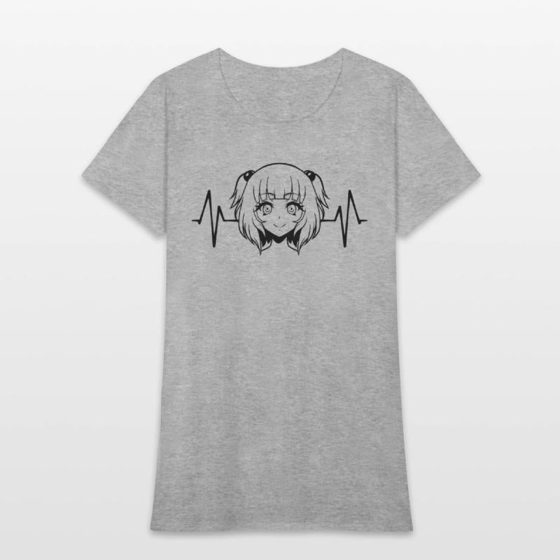Anime girl heartbeat ECG graphic