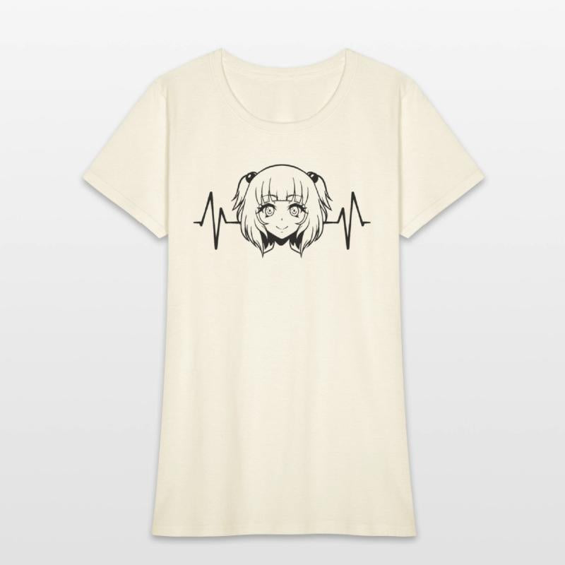 Anime girl heartbeat ECG graphic
