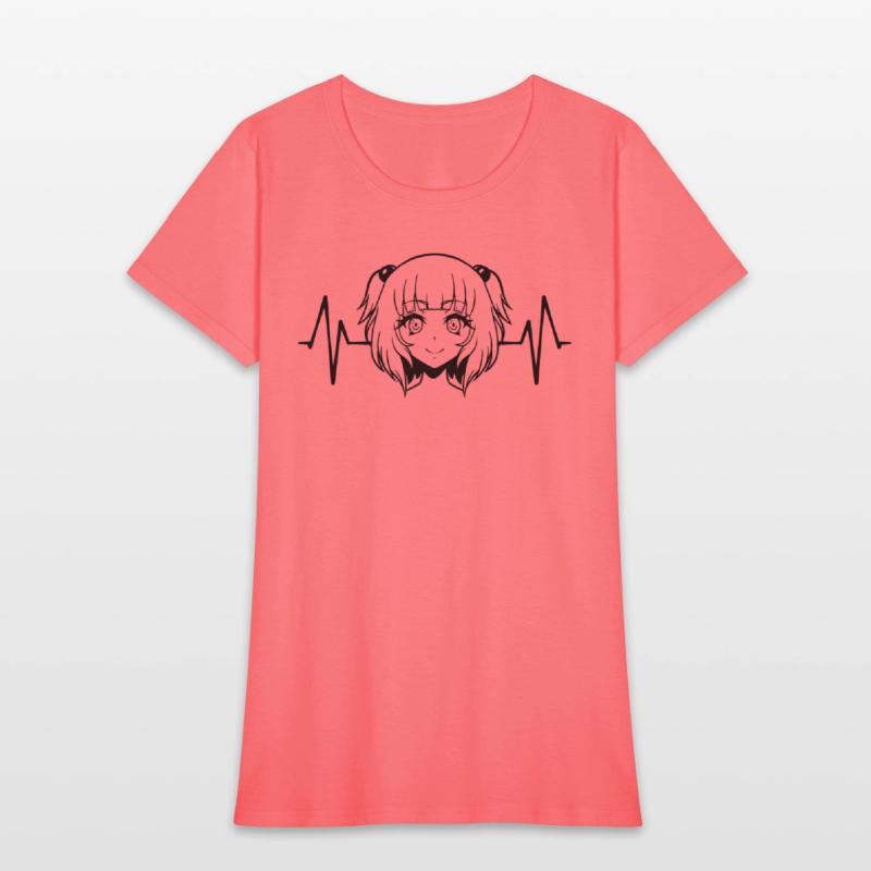 Anime girl heartbeat ECG graphic