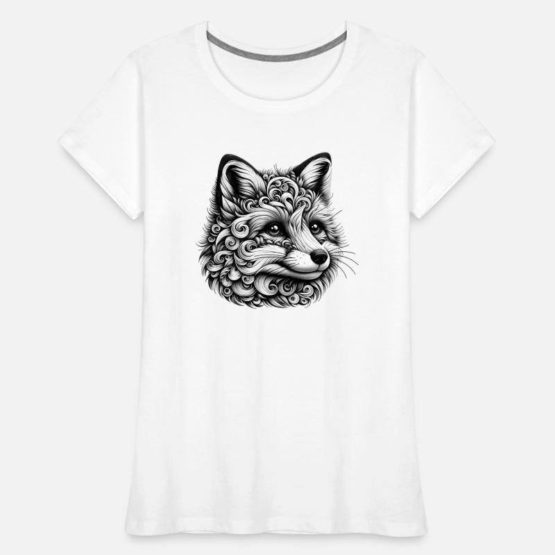 artfully designed fox in black and white