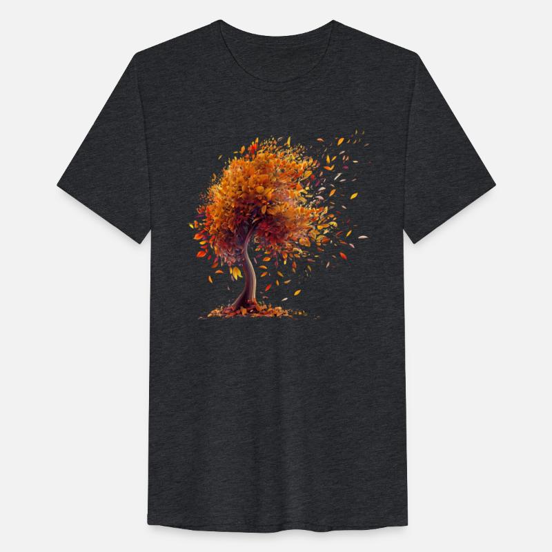 Autumn tree Flying leaves