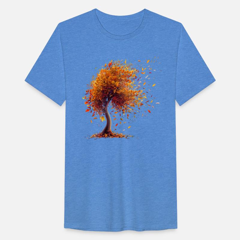 Autumn tree Flying leaves