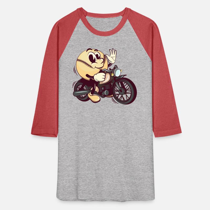 baseball cartoon riding a big motorcycle