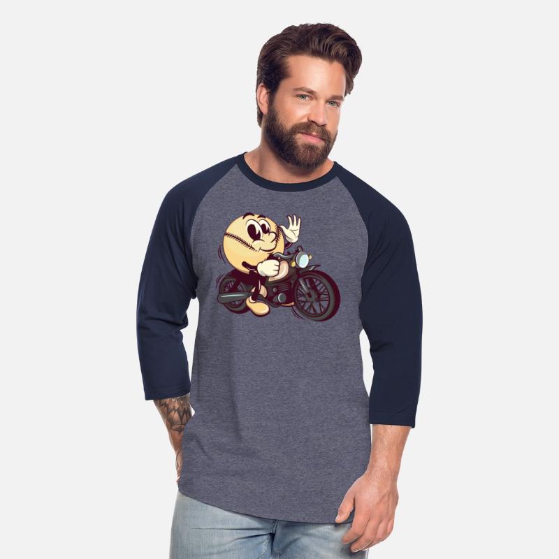 baseball cartoon riding a big motorcycle