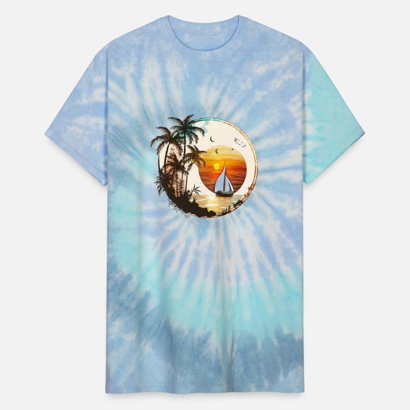 Beach Sunset Sailboat Palm Trees Ocean Vacation 2