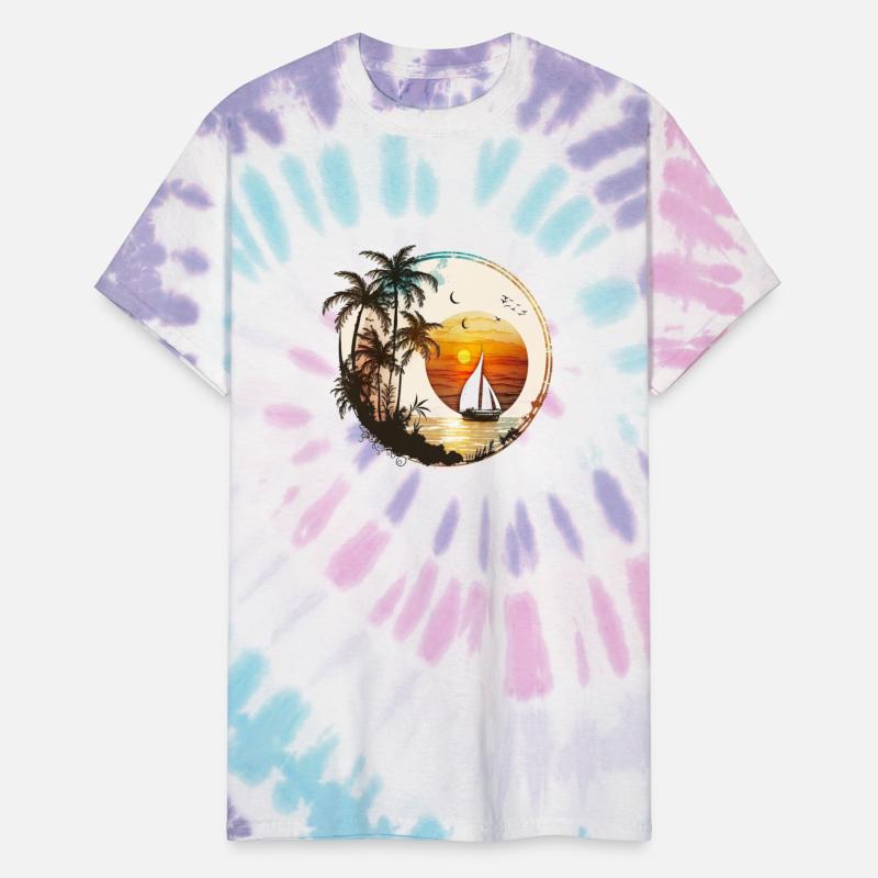 Beach Sunset Sailboat Palm Trees Ocean Vacation 2