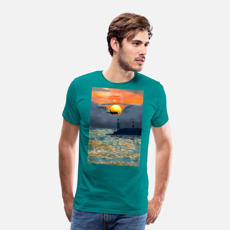 Beautiful Sunset evening at port with aeroplane