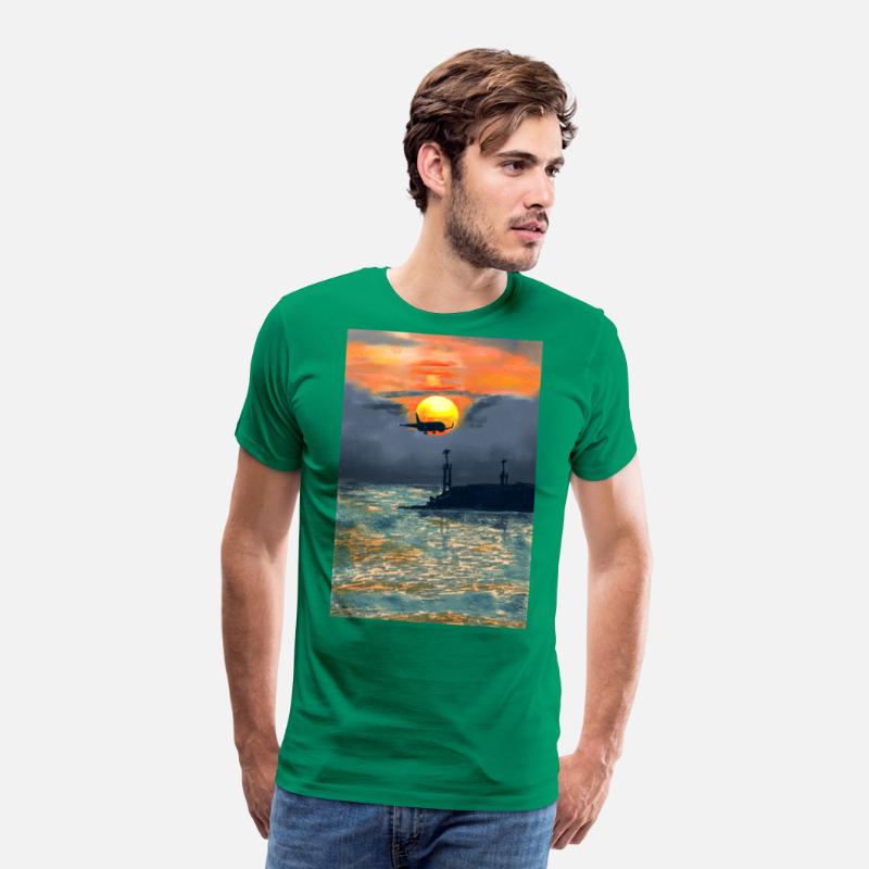 Beautiful Sunset evening at port with aeroplane