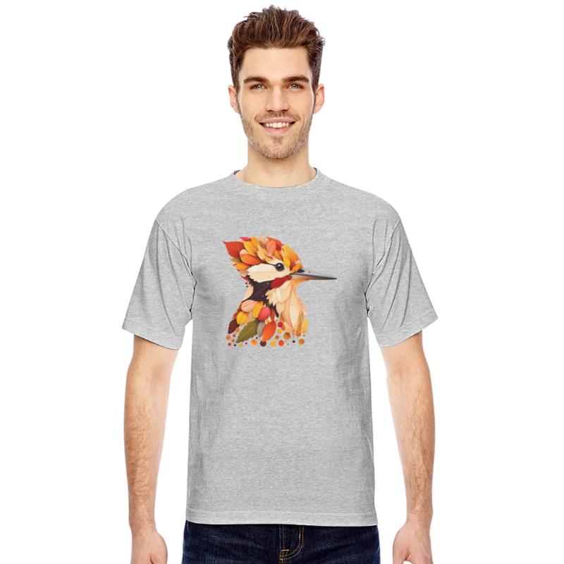 beautiful woodpecker, made from colorful leaves