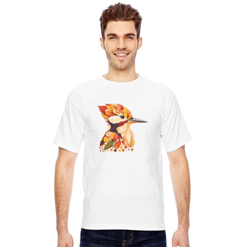 beautiful woodpecker, made from colorful leaves