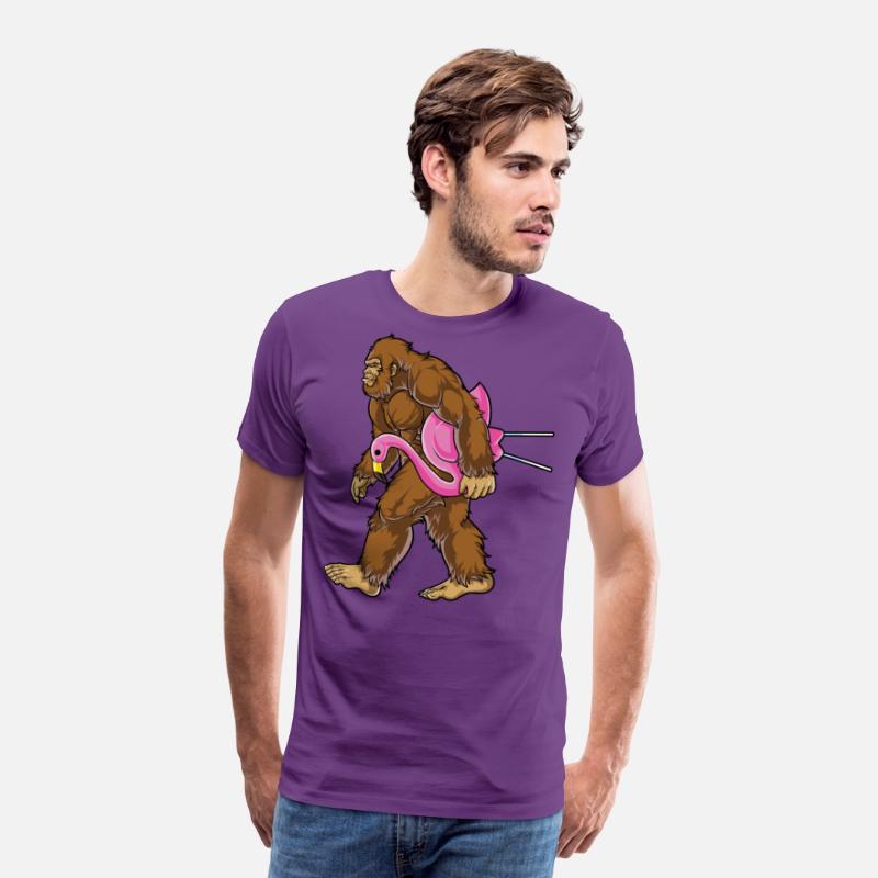 Bigfoot Carrying Lawn Flamingo T Shirt Funny
