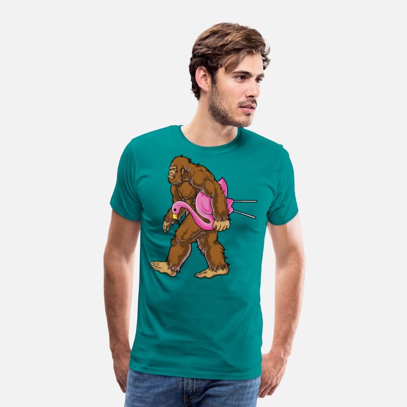 Bigfoot Carrying Lawn Flamingo T Shirt Funny