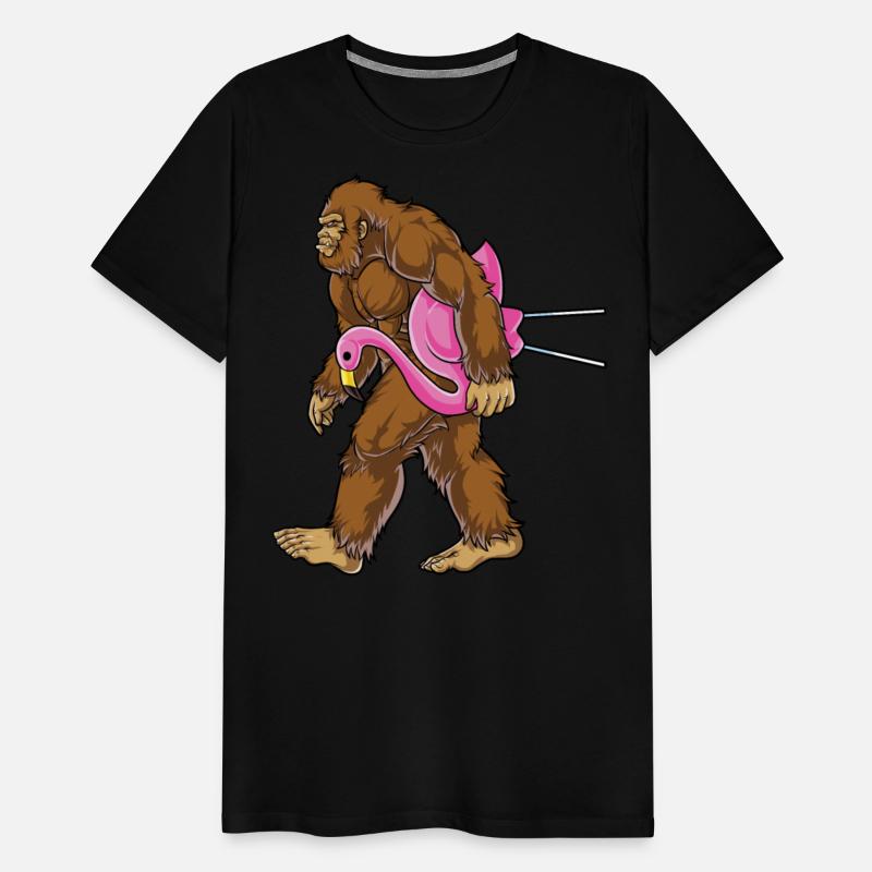 Bigfoot Carrying Lawn Flamingo T Shirt Funny