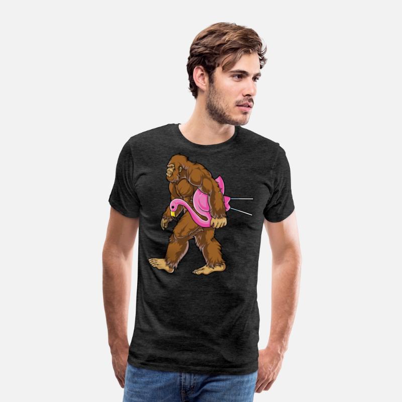 Bigfoot Carrying Lawn Flamingo T Shirt Funny