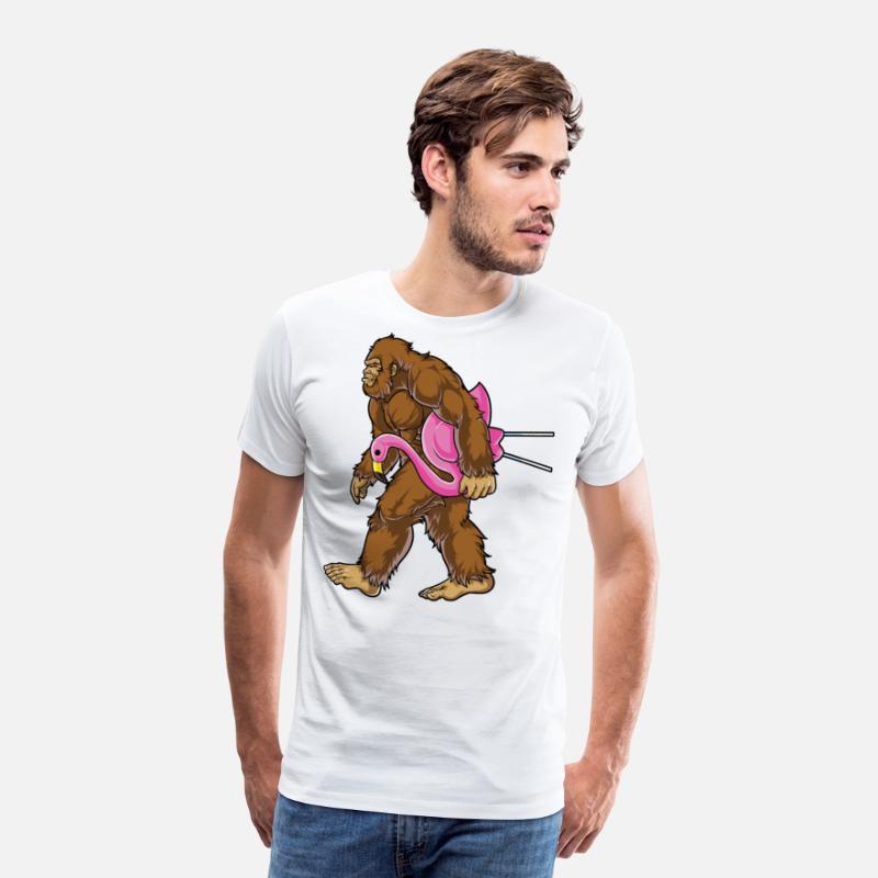 Bigfoot Carrying Lawn Flamingo T Shirt Funny