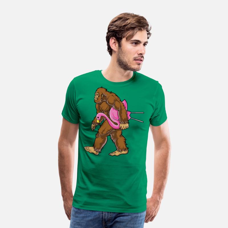 Bigfoot Carrying Lawn Flamingo T Shirt Funny