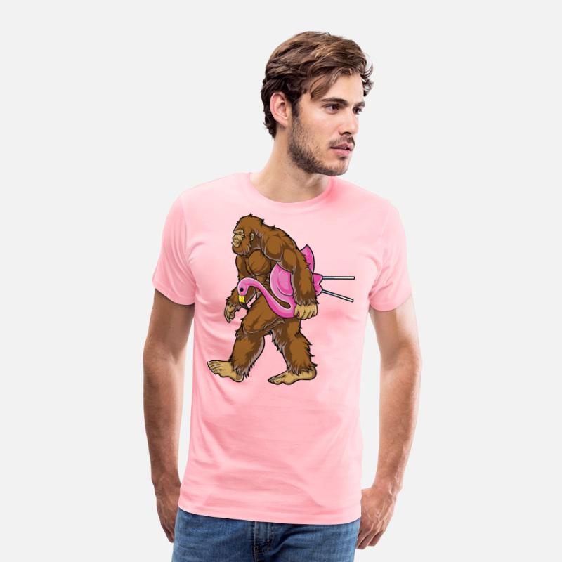 Bigfoot Carrying Lawn Flamingo T Shirt Funny