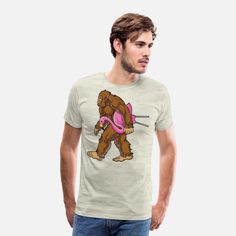 Bigfoot Carrying Lawn Flamingo T Shirt Funny