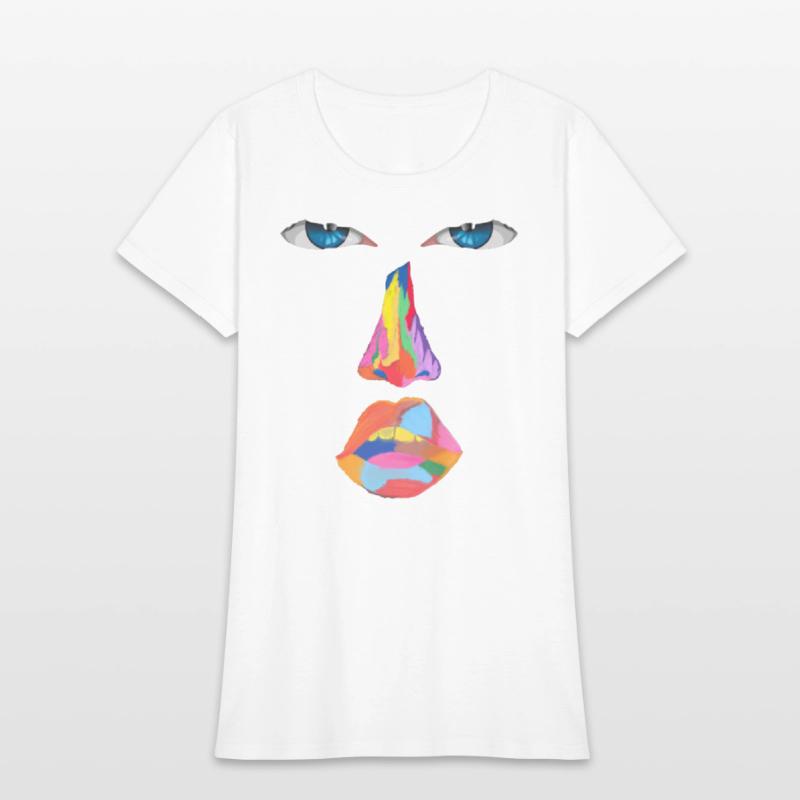 Blue eyes and a romantic colorful face