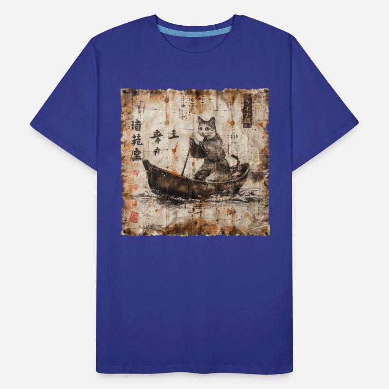 Boat Papyrus Scroll Japanese Art Fisherman Cute