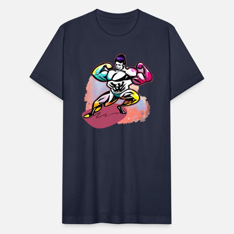 Body builder posing, painting design.