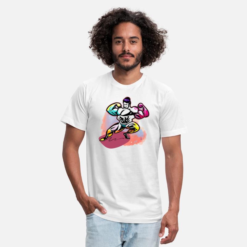 Body builder posing, painting design.