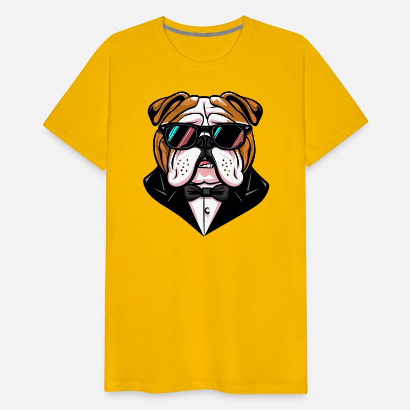 BULLDOG IN TUXEDO WEARING SUNGLASSES PETS ANIMALS