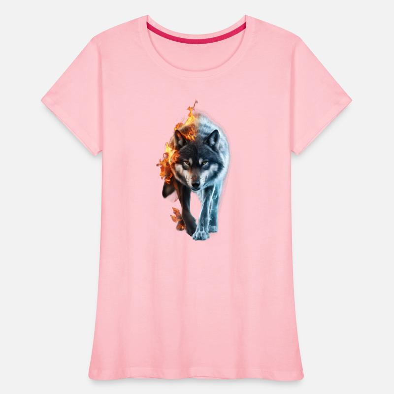 Captivating Wolf in Fire and Ice Design