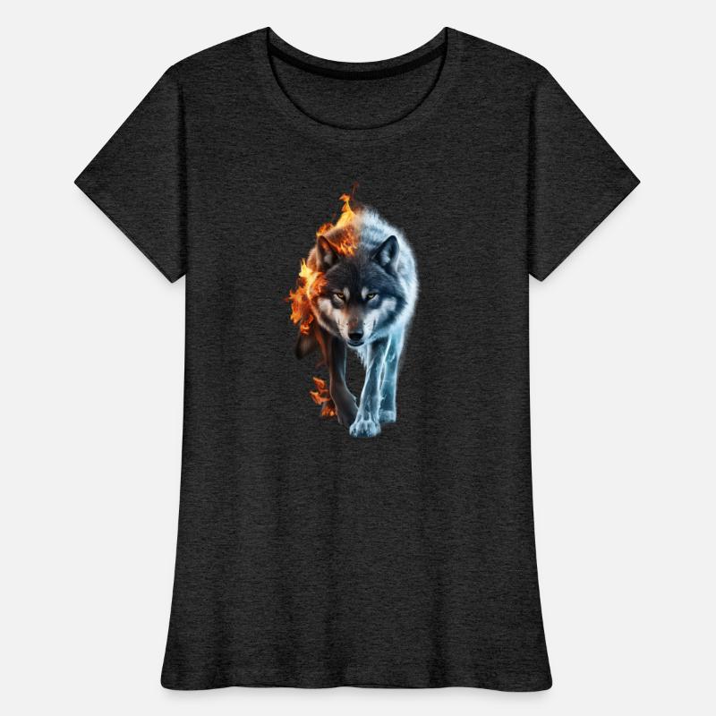 Captivating Wolf in Fire and Ice Design