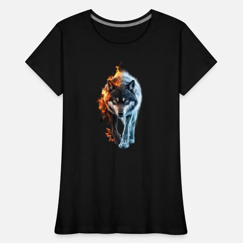 Captivating Wolf in Fire and Ice Design