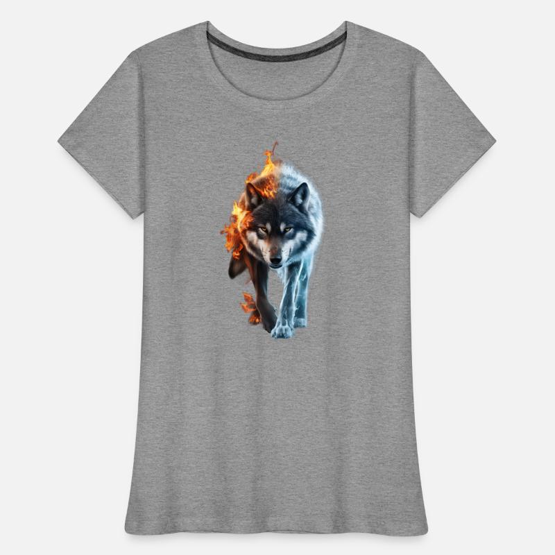 Captivating Wolf in Fire and Ice Design