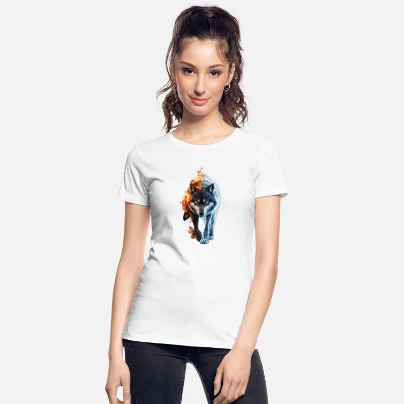 Captivating Wolf in Fire and Ice Design