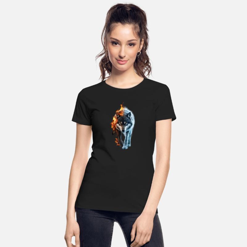 Captivating Wolf in Fire and Ice Design
