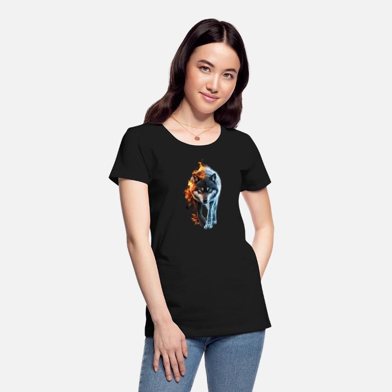 Captivating Wolf in Fire and Ice Design