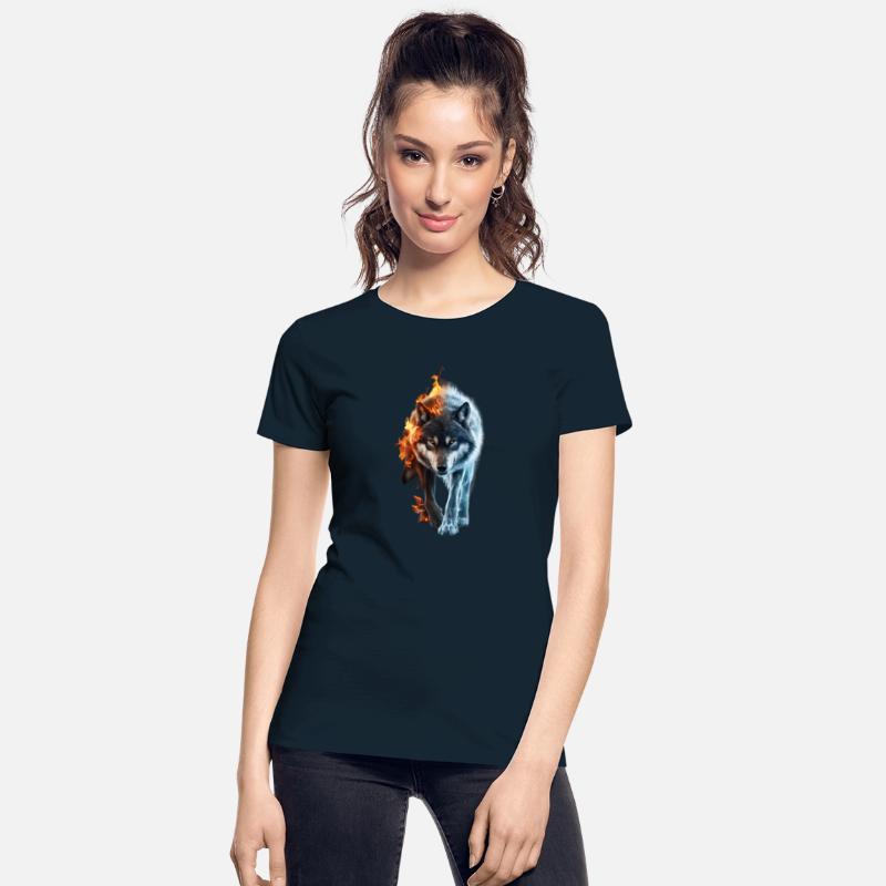 Captivating Wolf in Fire and Ice Design