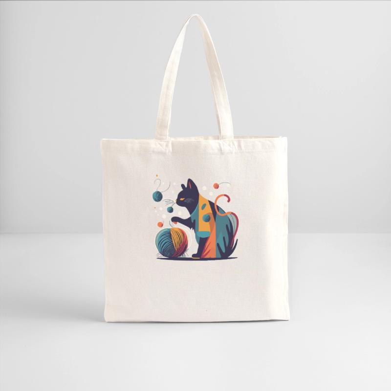 Colorful Cat playing with Wool Ball