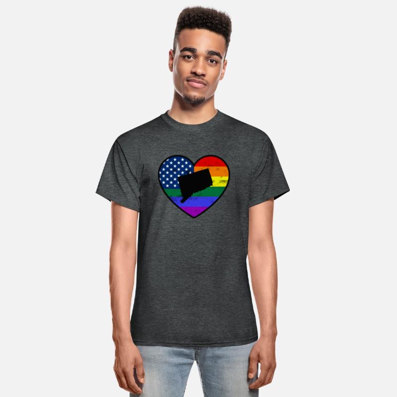 Connecticut United States Gay Pride Flag Heart