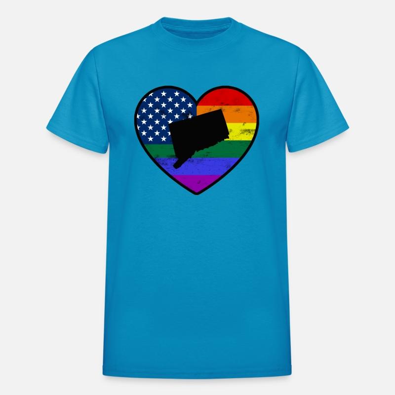 Connecticut United States Gay Pride Flag Heart