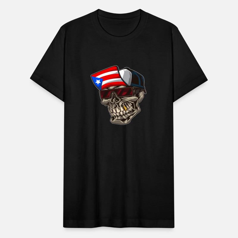 Cool Puerto Rico Skull With Cap and Boricua Flag
